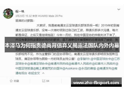 本泽马为何指责德尚背信弃义揭露法国队内外内幕